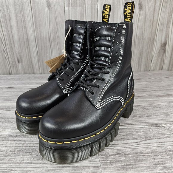 Dr. Martens Womens Audrick White Stitch Leather Platform Lace Up Boots - Size 7 - Picture 5 of 12